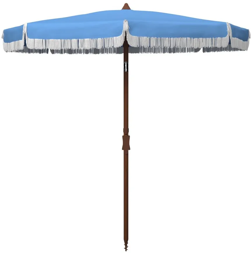 Arcata 6.5 Ft Fringe Umbrella in White by Safavieh