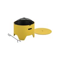 COSCO Outdoor 23" Round Wood Burning Fire Pit with Rain Cover and Accessories in Yellow by DOREL HOME FURNISHINGS