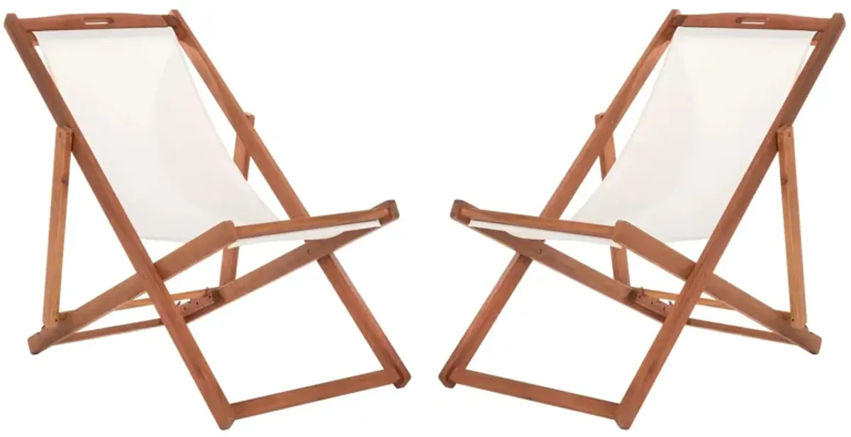 Loren Outdoor Sling Chair - Set of 2 in Beige by Safavieh