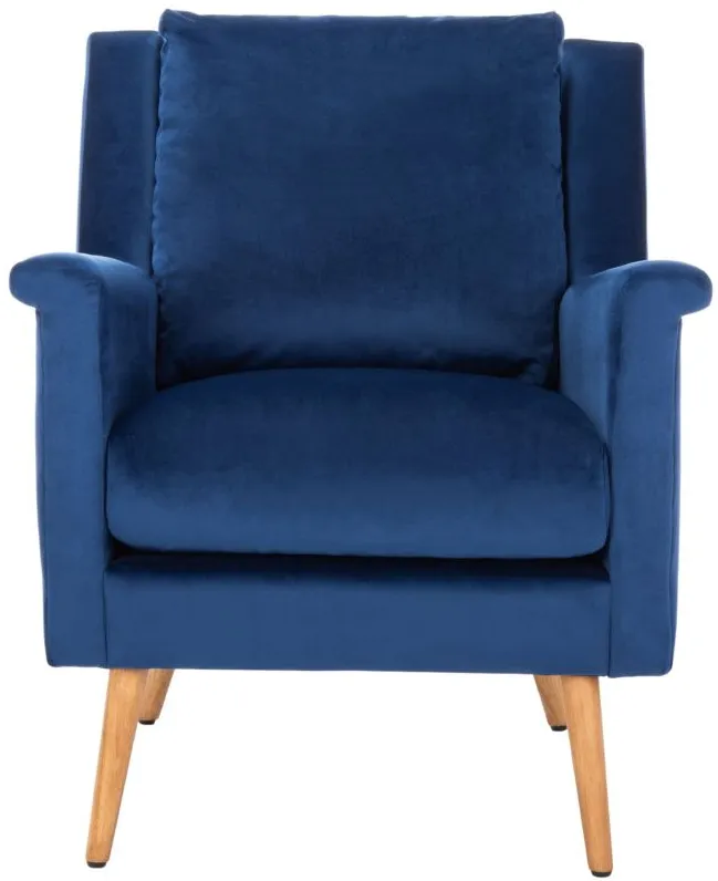 Astrid Mid Century Arm Chair in Navy / Natural by Safavieh