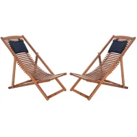 Hayes Patio Chair Set of 2 in Blue Stripe / White by Safavieh