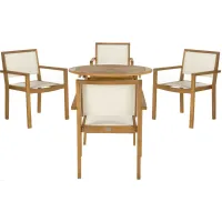 Figueroa 5-pc. Outdoor Dining Set in Pacific Blue Stripe / White by Safavieh