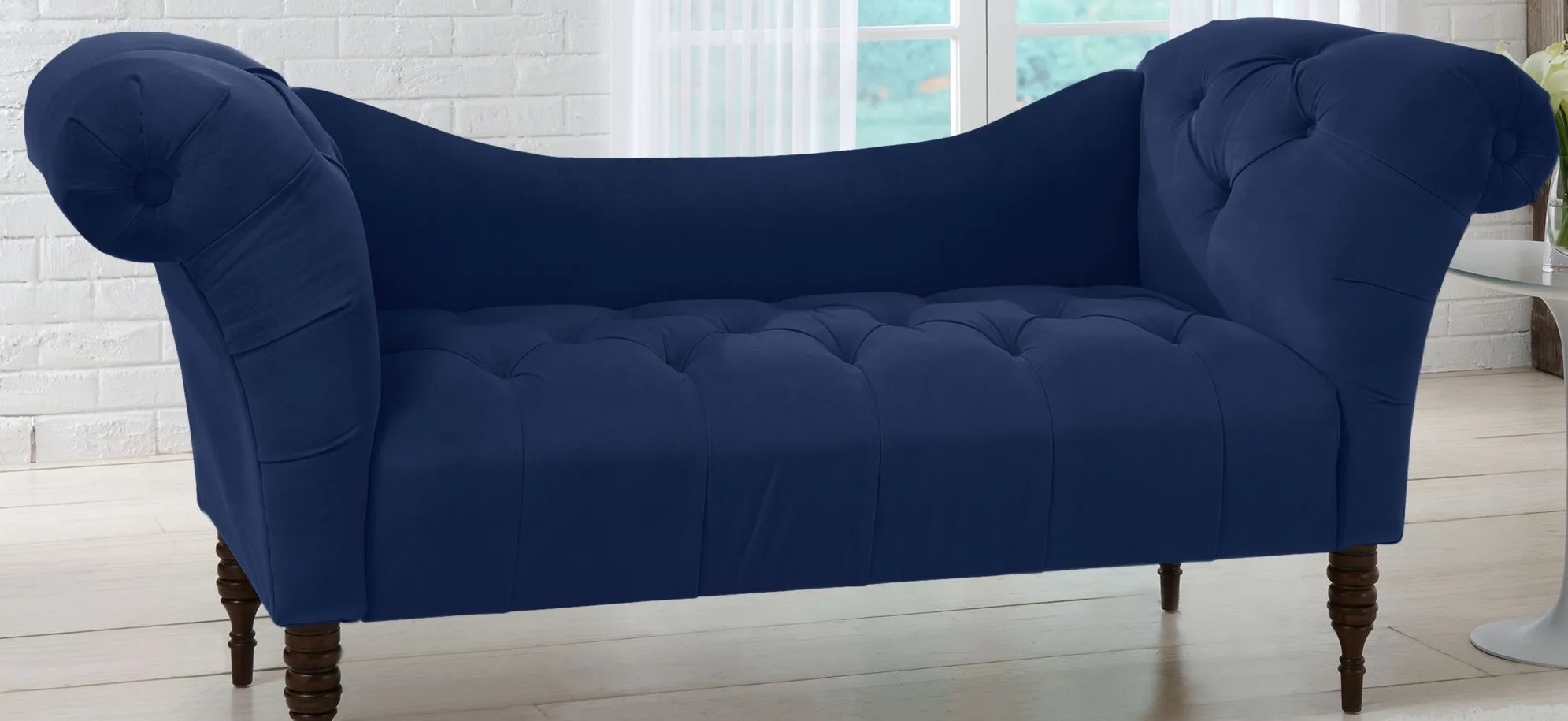 Lansing Chaise Lounge in Velvet Navy by Skyline