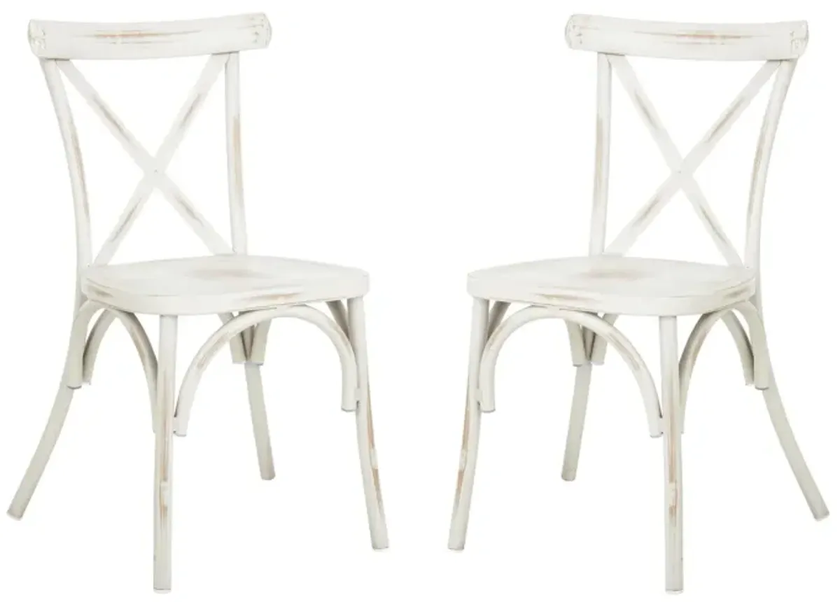 Madalina Outdoor Stackable Chair: Set of 2 in Taupe Stripes by Safavieh