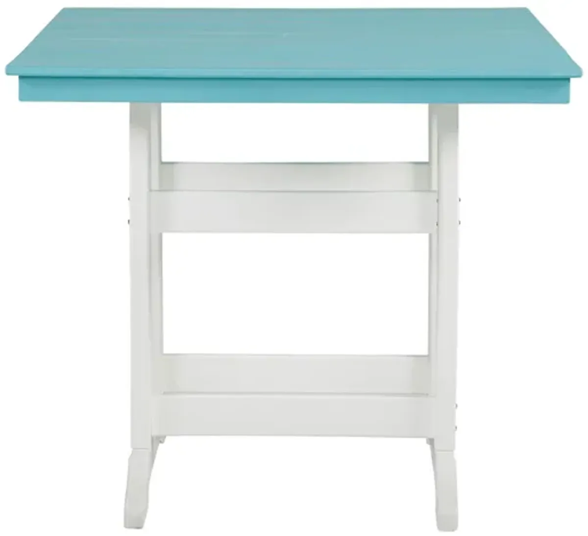 Eisely Outdoor Square Counter Table in Turquoise & White by Ashley Express