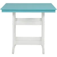 Eisely Outdoor Square Counter Table in Turquoise & White by Ashley Express