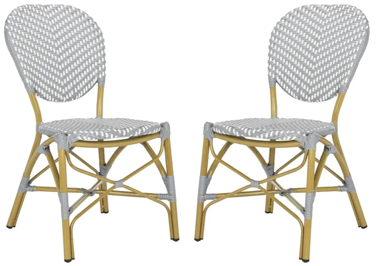 Europa Outdoor French Bistro Side Chair - Set of 2 in Breeze by Safavieh