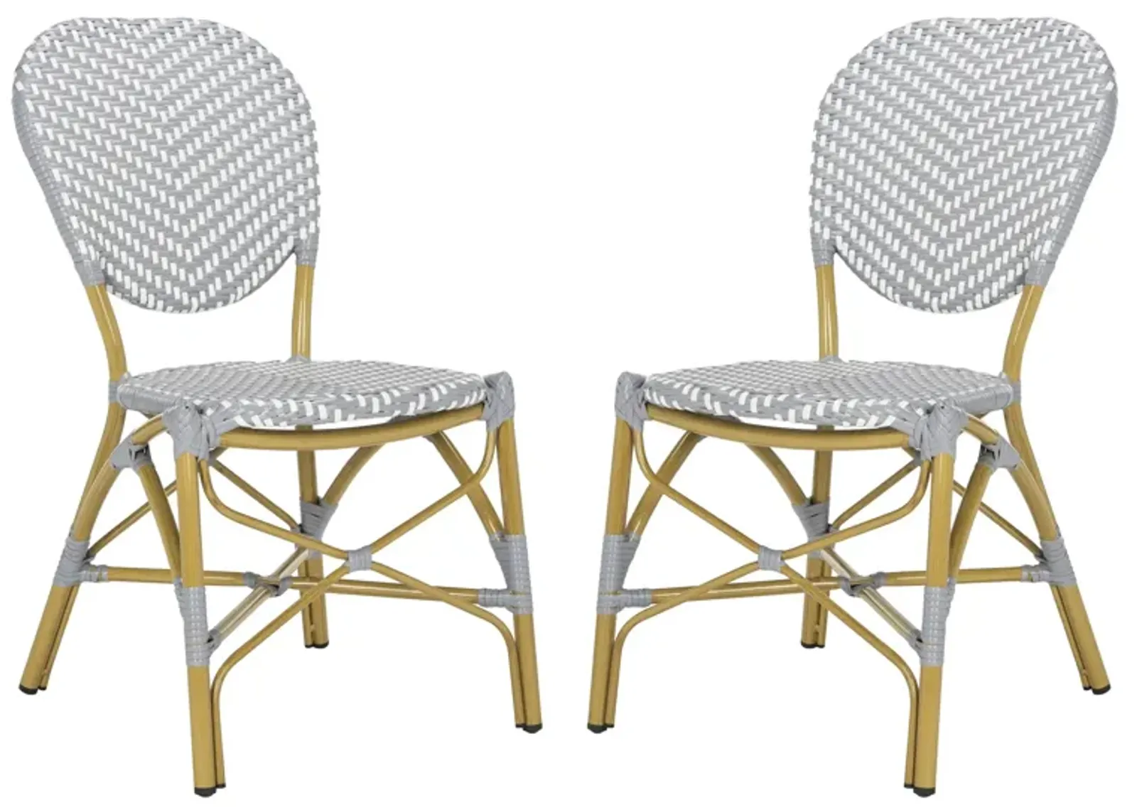 Europa Outdoor French Bistro Side Chair - Set of 2 in Breeze by Safavieh