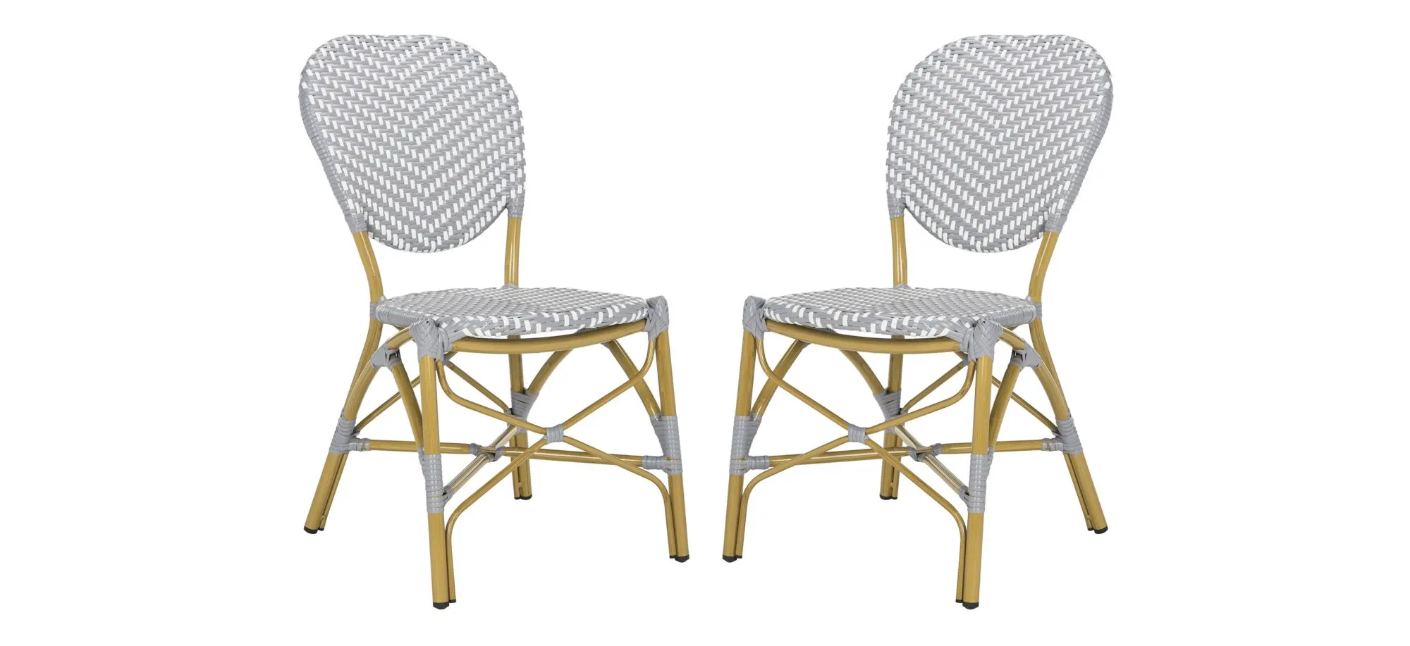 Europa Outdoor French Bistro Side Chair - Set of 2 in Breeze by Safavieh