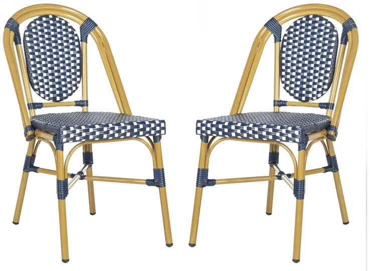 Helga Outdoor French Stackable Bistro Chair - Set of 2 in Aruba by Safavieh