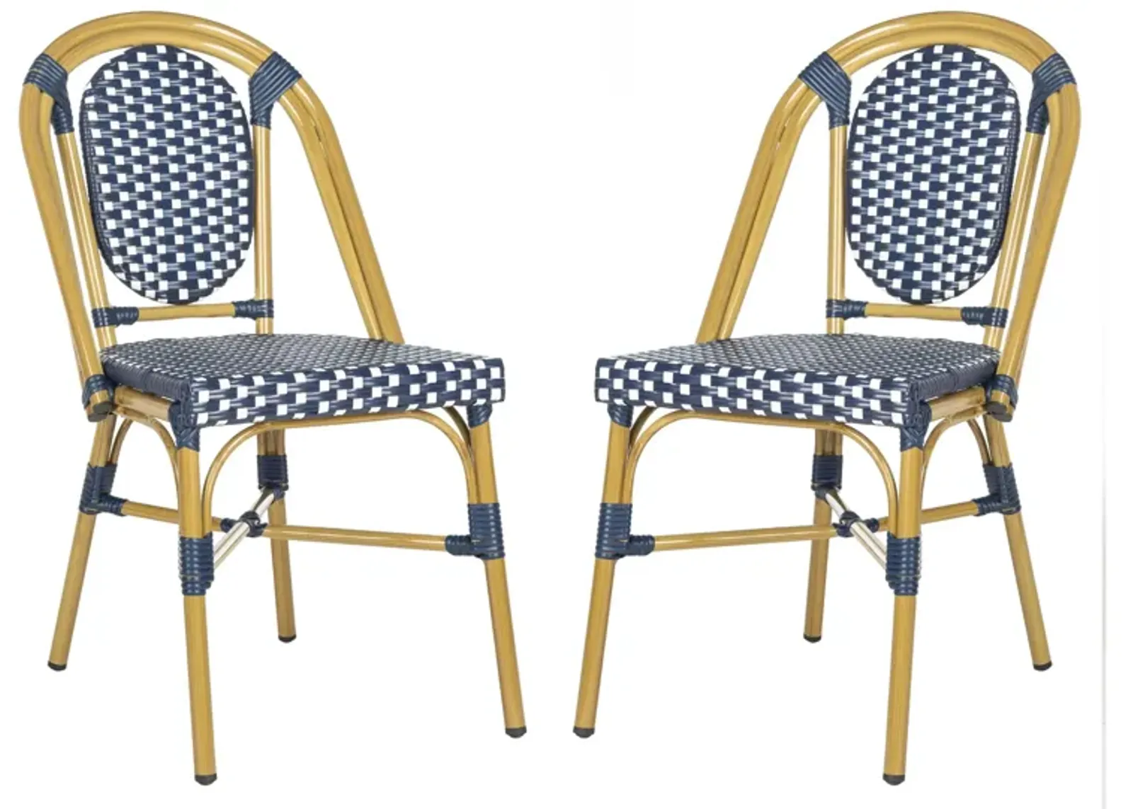 Helga Outdoor French Stackable Bistro Chair - Set of 2 in Aruba by Safavieh