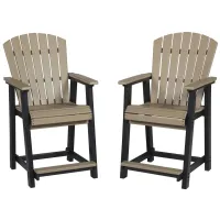 Fairen Trail Outdoor Barstool - Set of 2 in Black & Driftwood by Ashley Express
