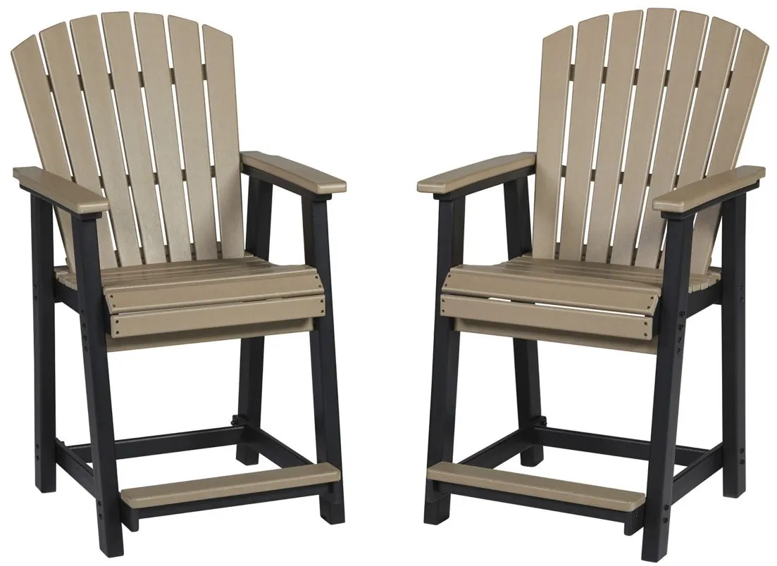 Fairen Trail Outdoor Barstool - Set of 2 in Black & Driftwood by Ashley Express