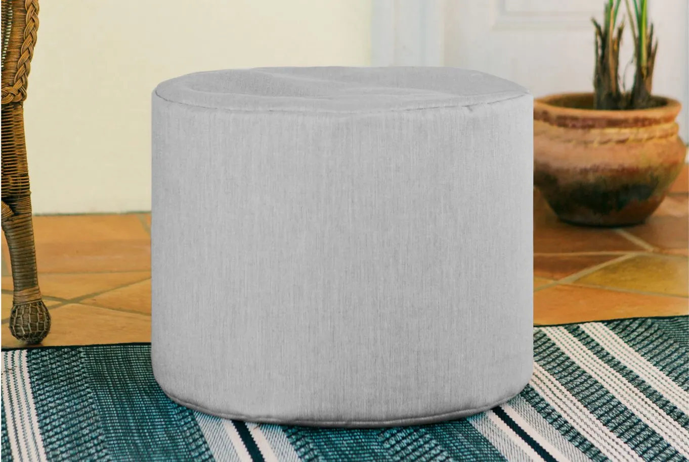 Jana Outdoor Ottoman / Side Table in Gray by Foam Labs