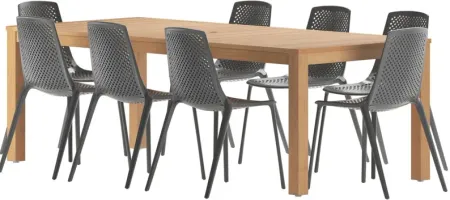 Iggy 9-pc Rectangular Patio Dining Table Set in Natural by International Home Miami