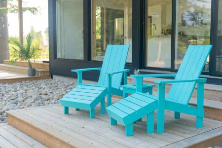 Generation Recycled Outdoor Modern Adirondack Footstool in Turquoise by C.R. Plastic Products