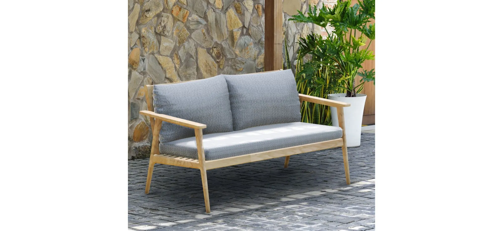 Rhodes Outdoor Sofa in Brushed White by International Home Miami