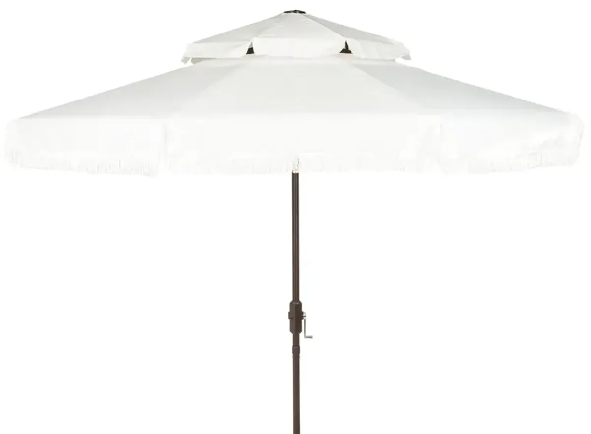 Brentwood Fringe 9Ft Double Top Crank Umbrella in Blue by Safavieh