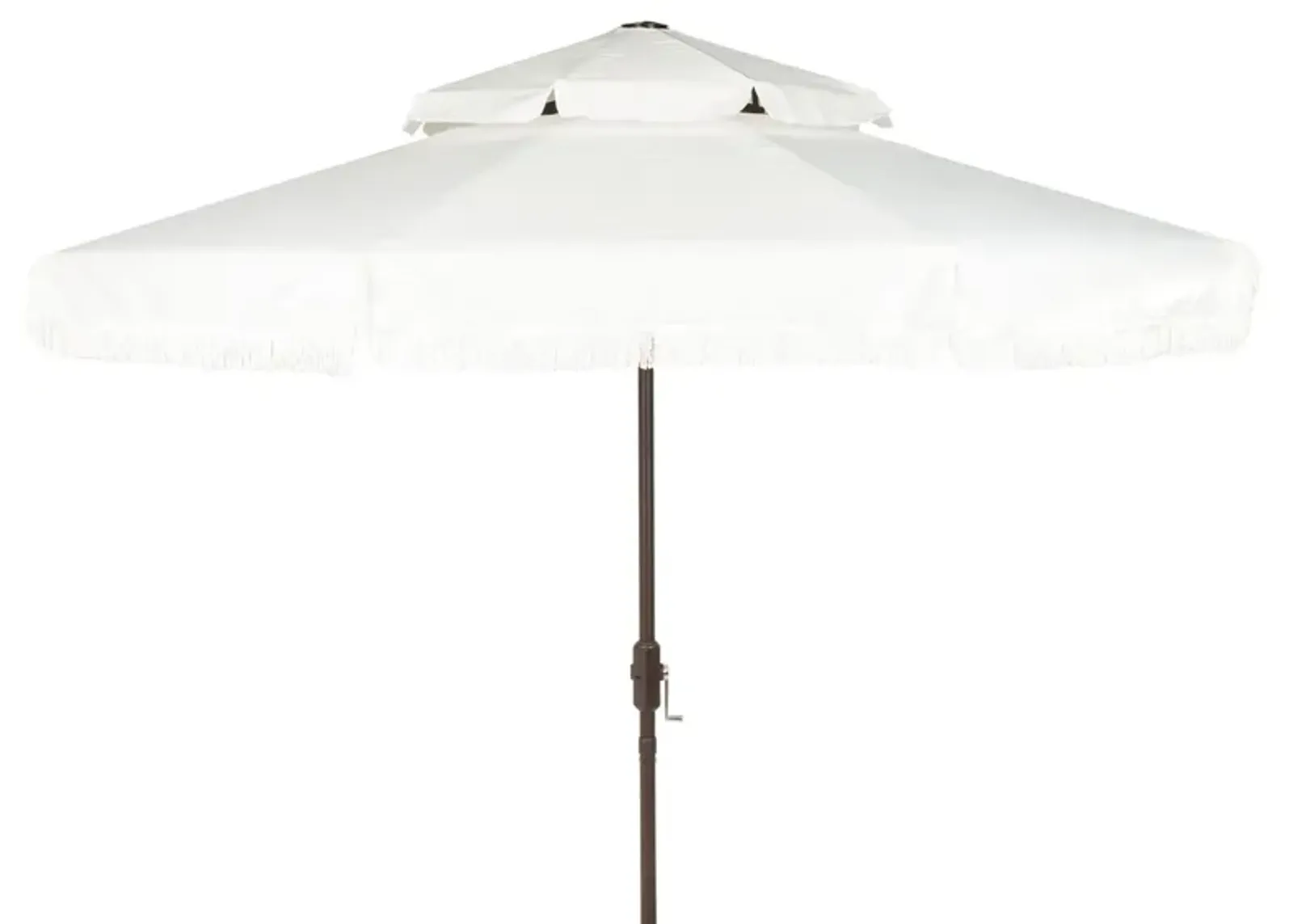 Brentwood Fringe 9Ft Double Top Crank Umbrella in Blue by Safavieh