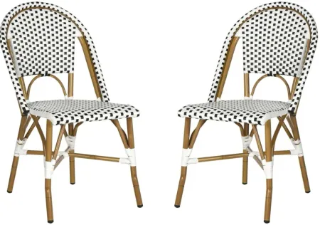 Montez Outdoor French Bistro Side Chair - Set of 2 in Flax by Safavieh