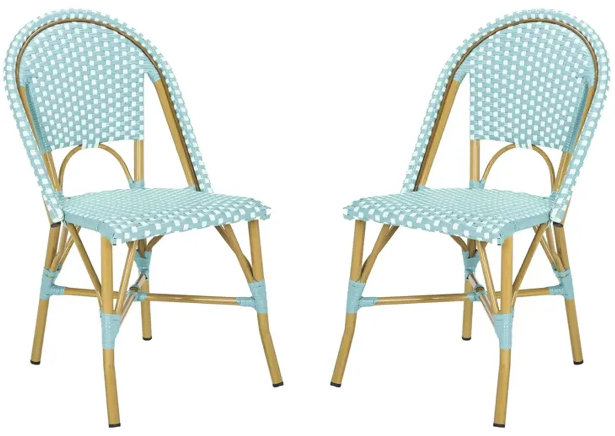 Montez Outdoor French Bistro Side Chair - Set of 2 in Breeze by Safavieh