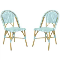 Montez Outdoor French Bistro Side Chair - Set of 2 in Breeze by Safavieh