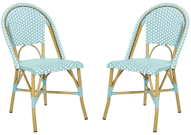 Montez Outdoor French Bistro Side Chair - Set of 2 in Breeze by Safavieh