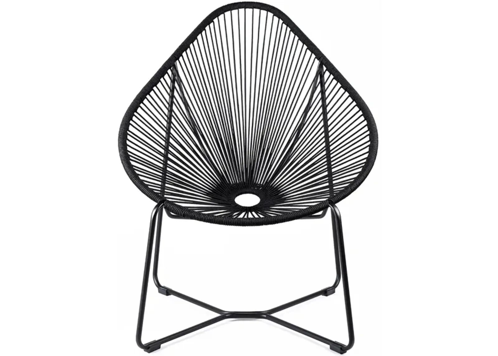 Acapulco Indoor Outdoor Steel Papasan Lounge Chair in Black by Armen Living