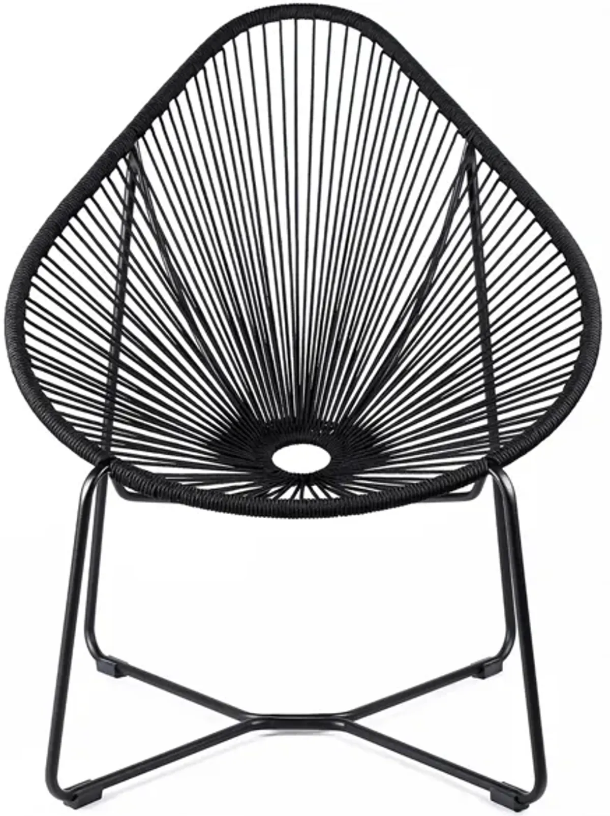 Acapulco Indoor Outdoor Steel Papasan Lounge Chair in Black by Armen Living