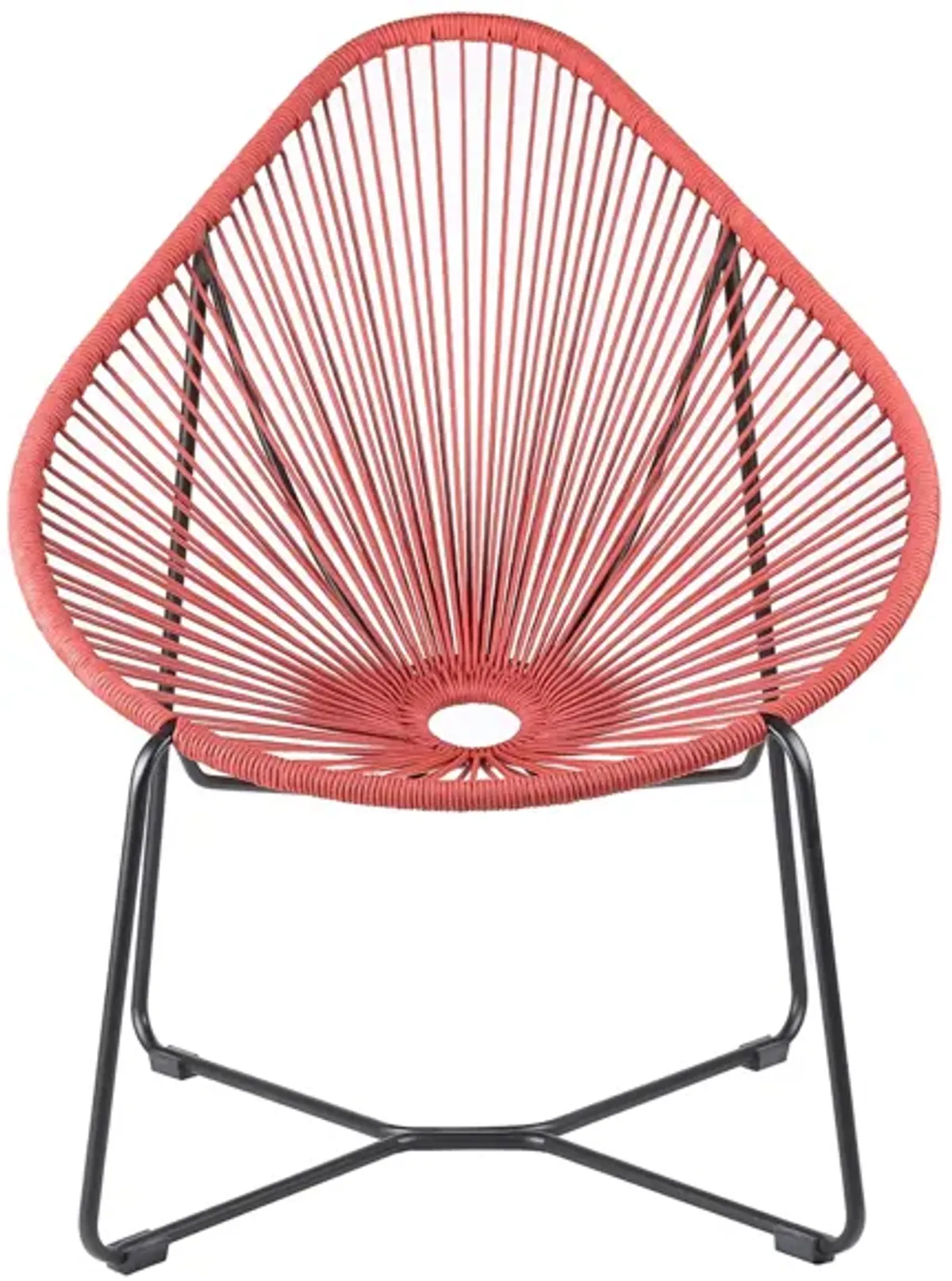 Acapulco Indoor Outdoor Steel Papasan Lounge Chair in Brick Red by Armen Living