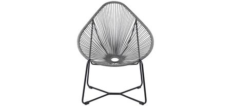 Acapulco Indoor Outdoor Steel Papasan Lounge Chair in Turquoise & White by Armen Living