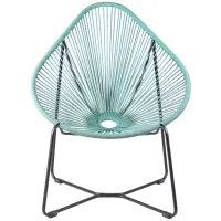 Acapulco Indoor Outdoor Steel Papasan Lounge Chair in Black & Driftwood by Armen Living