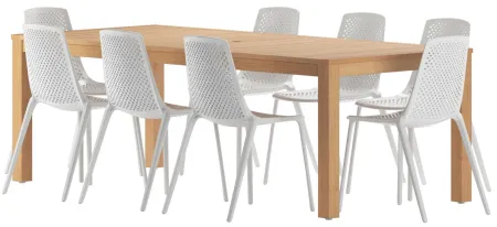 Clair 9-pc Rectangular Patio Dining Table Set in Brushed White by International Home Miami
