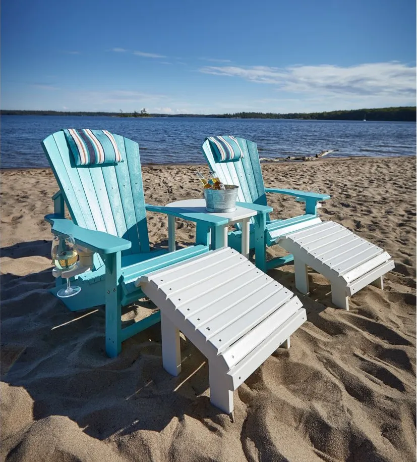 Generation Recycled Outdoor Premium Adirondack Footstool in White by C.R. Plastic Products