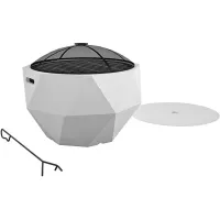 COSCO Outdoor 23" Round Wood Burning Fire Pit with Rain Cover and Accessories in White by DOREL HOME FURNISHINGS
