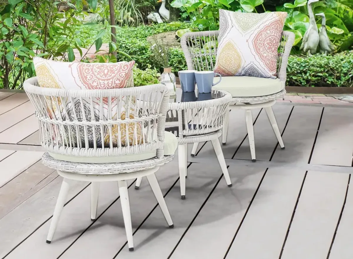 Monaco 3-pc Patio Set in White and Cream by Manhattan Comfort