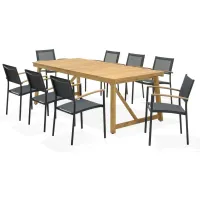 Lifestyle Garden Outdoor 9-pc. Rectangular Dining Set in Brown by International Home Miami