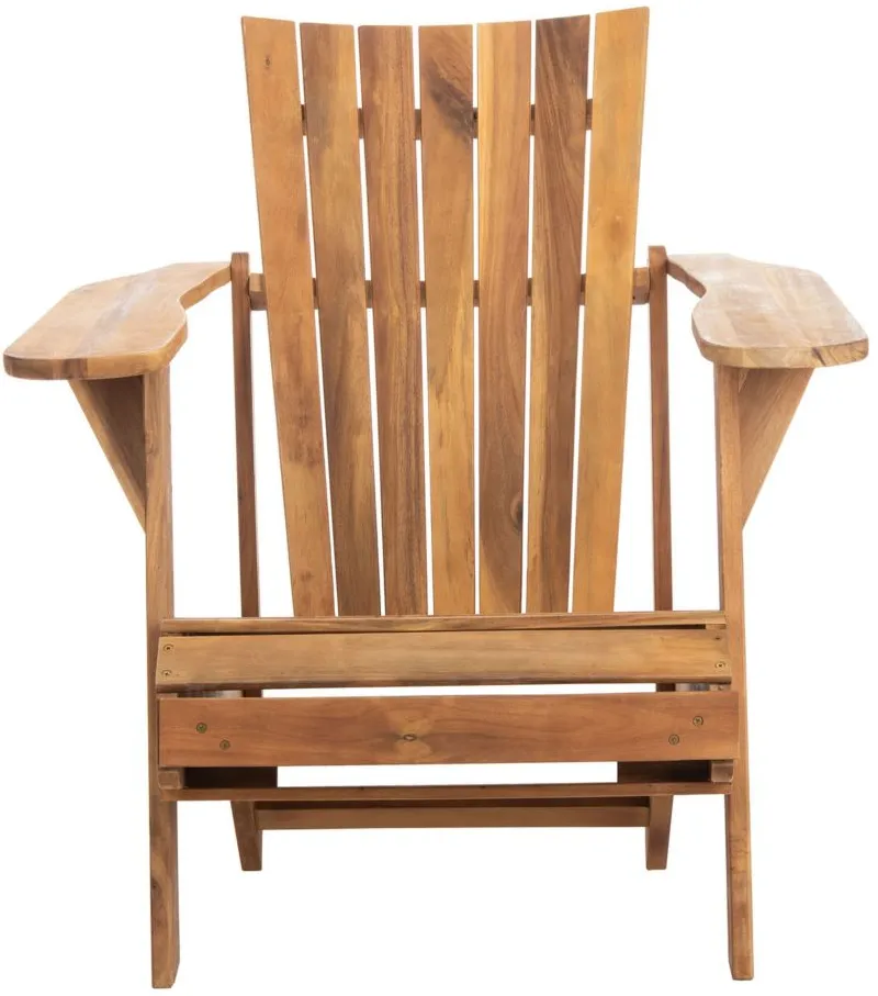 Allaire Outdoor Adirondack Chair with Retractable Footrest in Navy by Safavieh
