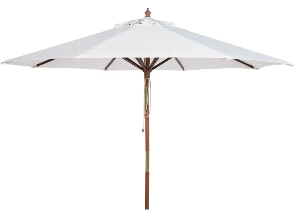 Cassidy Wooden Outdoor Umbrella in Natural / Navy by Safavieh