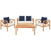 Johannes 4-pc. Patio Set in Black/Weathered Wood by Safavieh