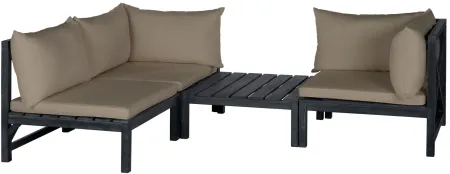 Kyoga Modular Outdoor Sectional Sofa Set in Ash Gray by Safavieh