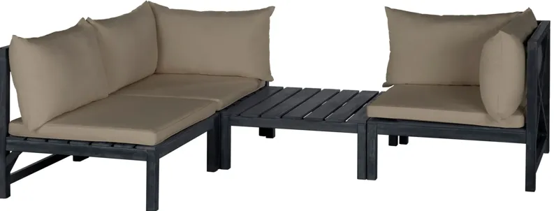 Kyoga Modular Outdoor Sectional Sofa Set in Ash Gray by Safavieh