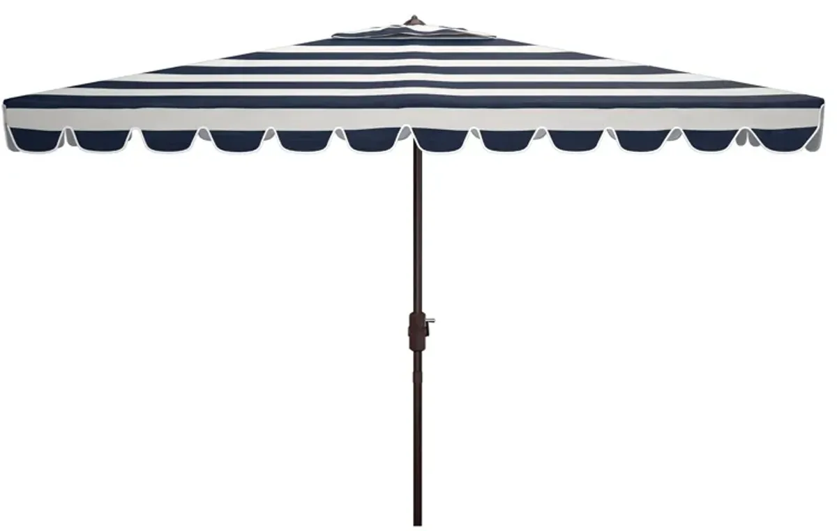 Lavinia Outdoor Rectangular Crank Umbrella in Weathered Wood by Safavieh