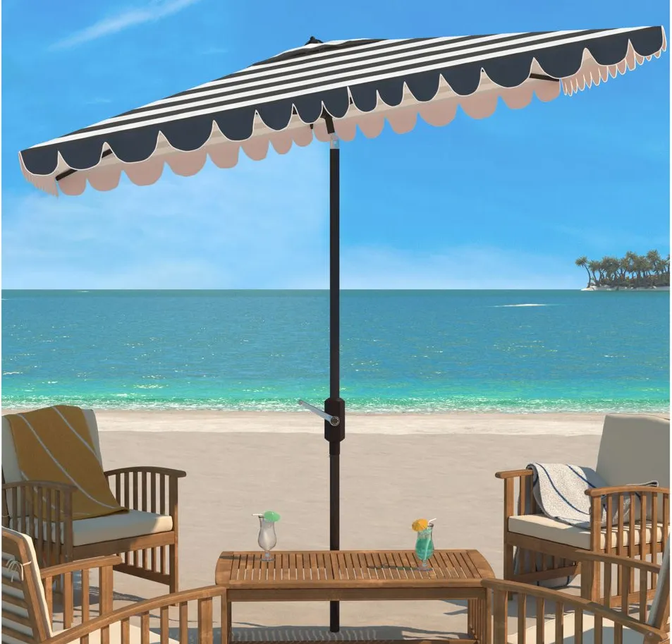 Lavinia Outdoor Rectangular Crank Umbrella in Weathered Wood by Safavieh