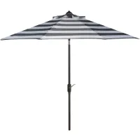 Marcie Outdoor UV-Resistant Auto-Tilt Umbrella in Black / White by Safavieh