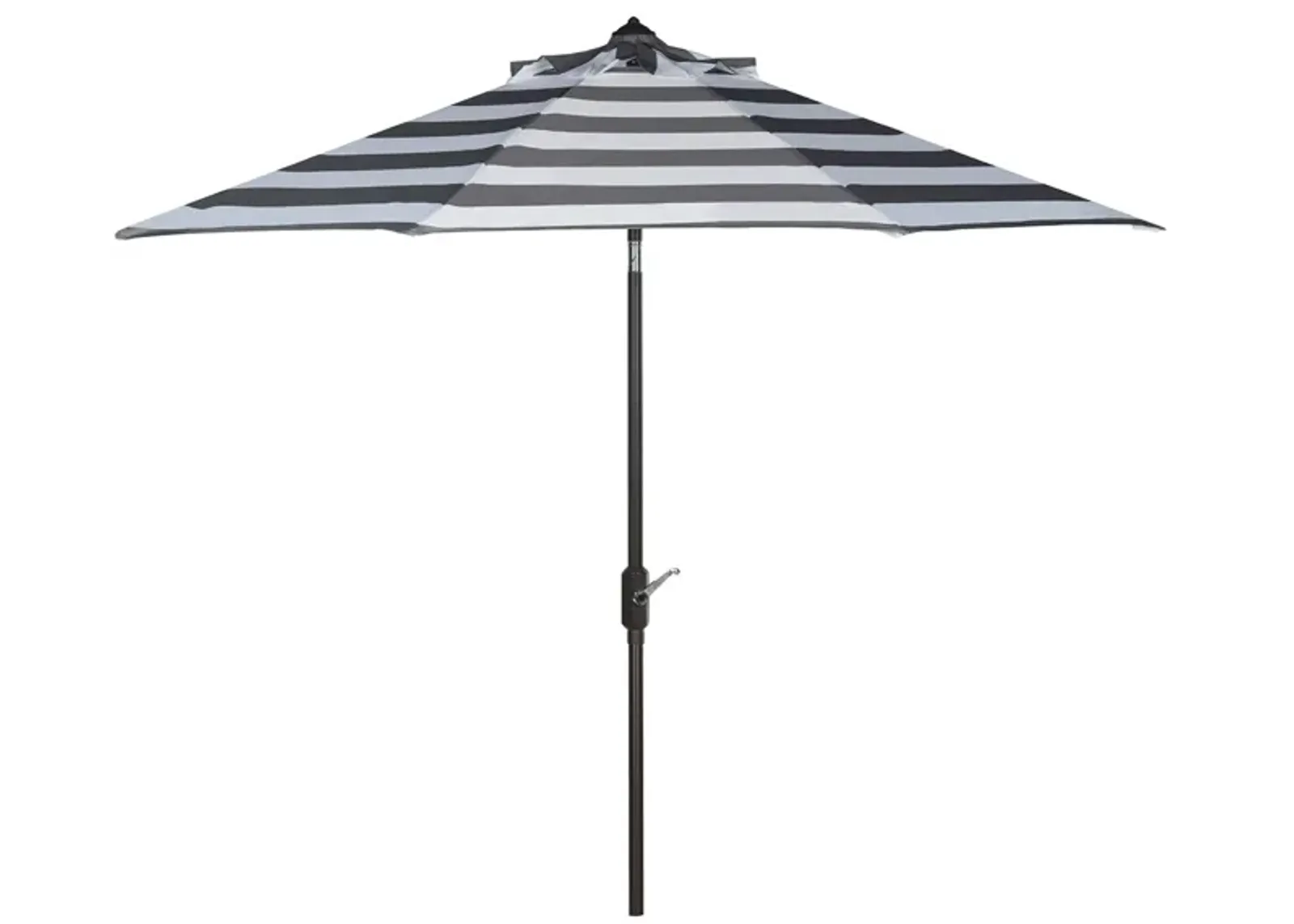 Marcie Outdoor UV-Resistant Auto-Tilt Umbrella in Black / White by Safavieh