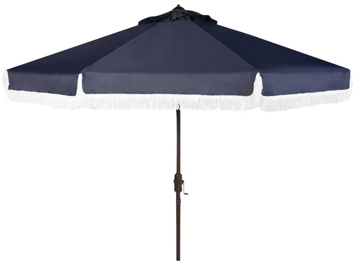 Murphy Fringe Crank Outdoor Umbrella in Antique White by Safavieh