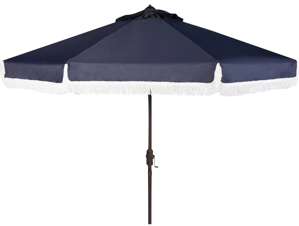 Murphy Fringe Crank Outdoor Umbrella in Antique White by Safavieh