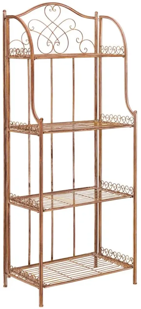 Remy Wrought Iron 4-Tier Outdoor Bakers Rack in Black / White by Safavieh