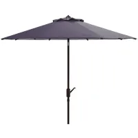 Shay Outdoor Crank Umbrella in Natural / Navy by Safavieh